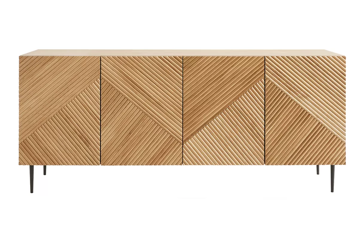 Miliboo Aparadores-Aparador 4 puertas de roble macizo y metal negro 180 cm ARCHIPEL