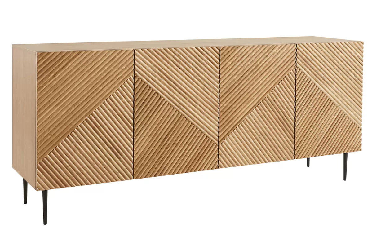 Miliboo Aparadores-Aparador 4 puertas de roble macizo y metal negro 180 cm ARCHIPEL