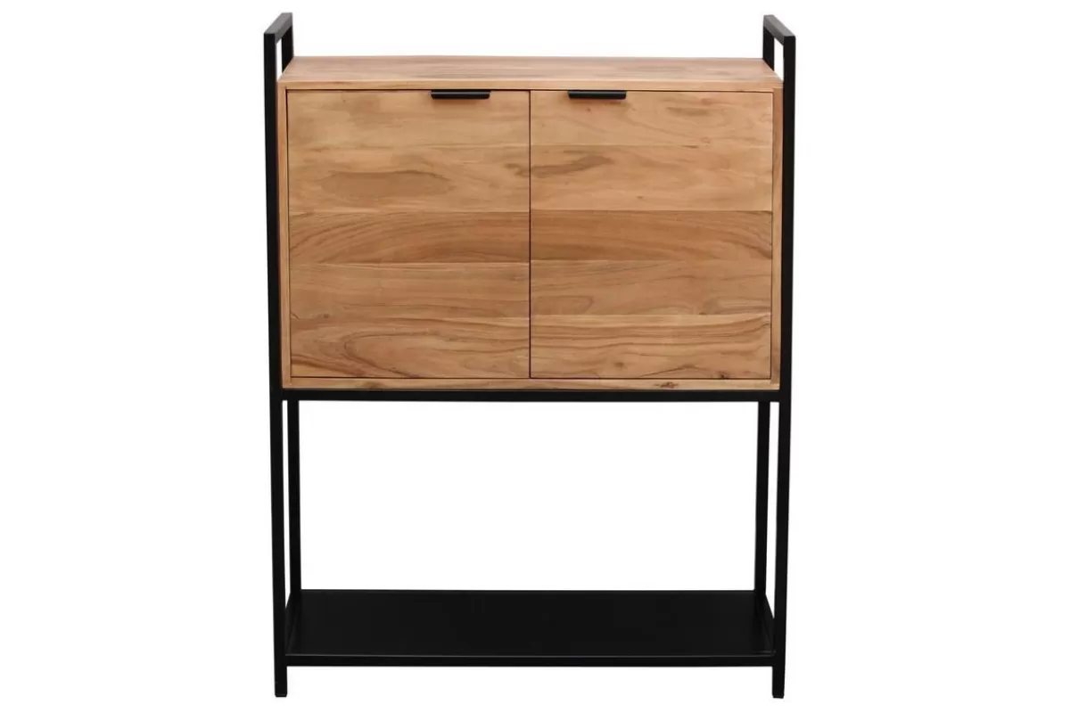 Miliboo Aparadores-aparador alto en acacia y metal negro A110 cm ARTHUS