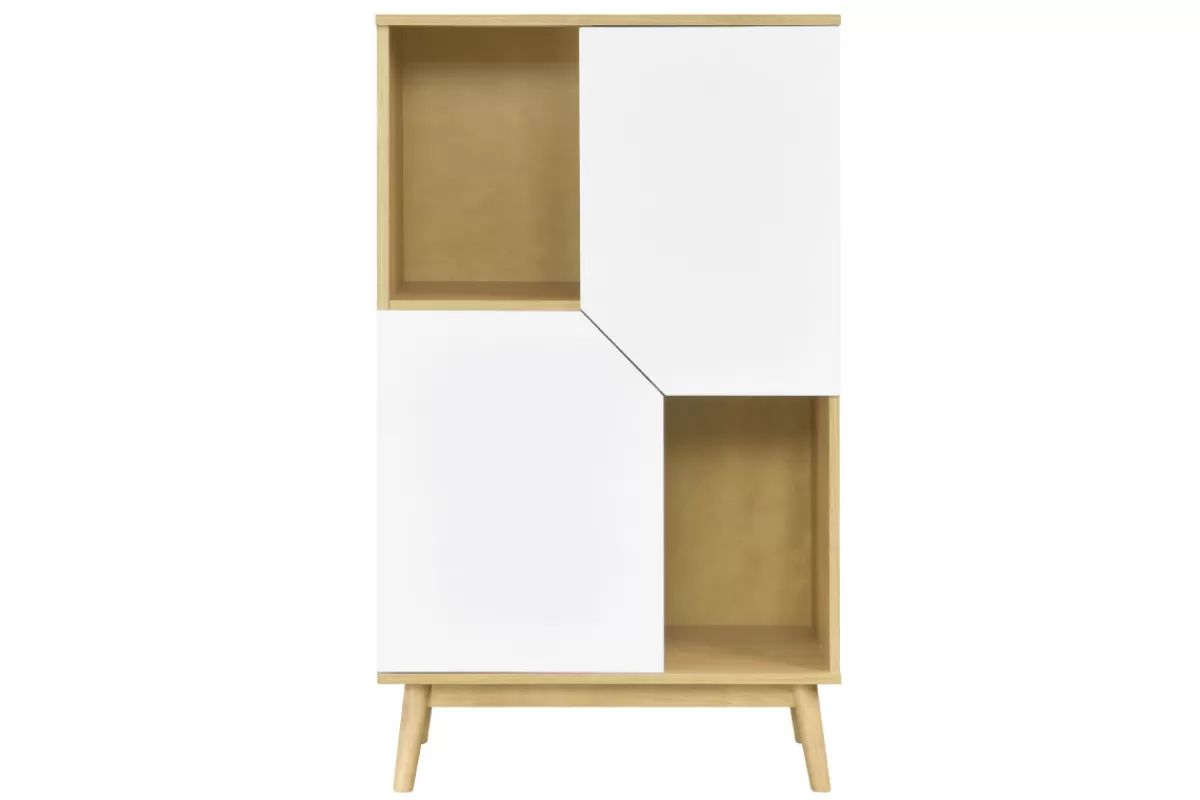 Miliboo Aparadores-Aparador alto nórdico madera clara y blanco 2 puertas TALIA