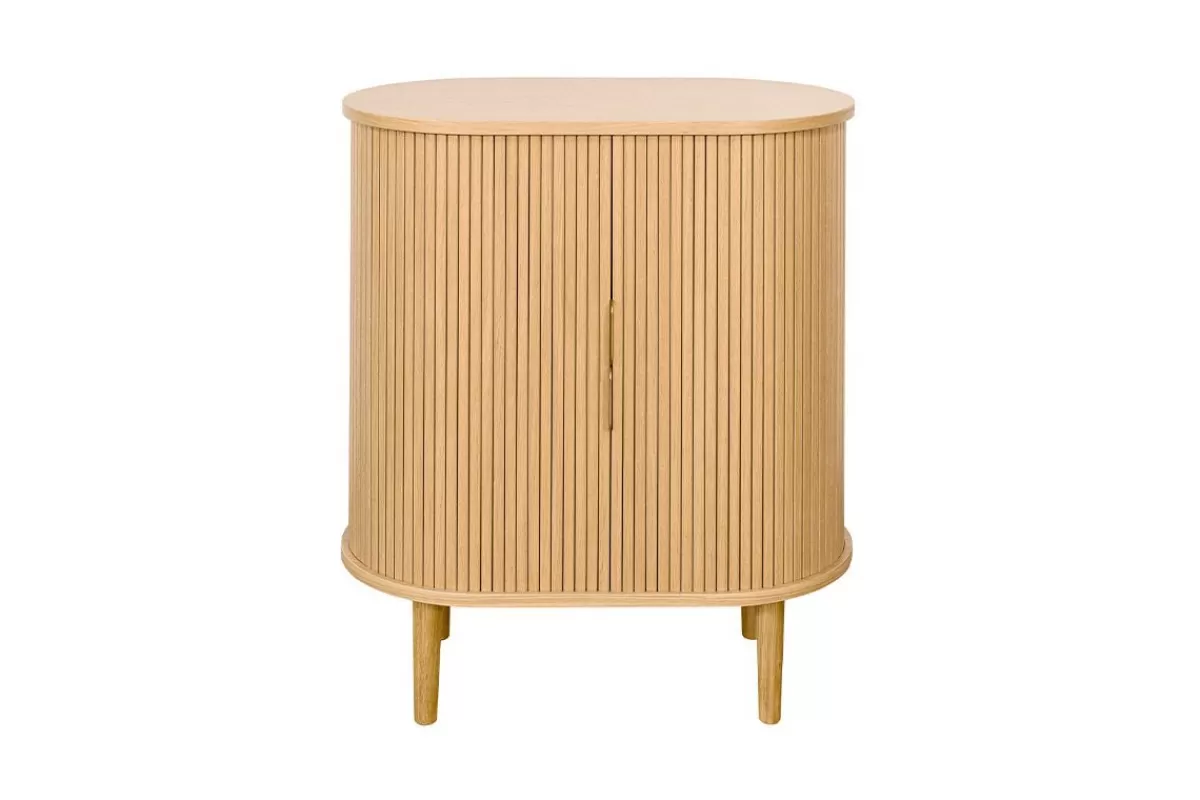 Miliboo Aparadores | Mueble Recibidor-Aparador alto vintage con puertas correderas de madera clara de roble 70 cm - EPIC
