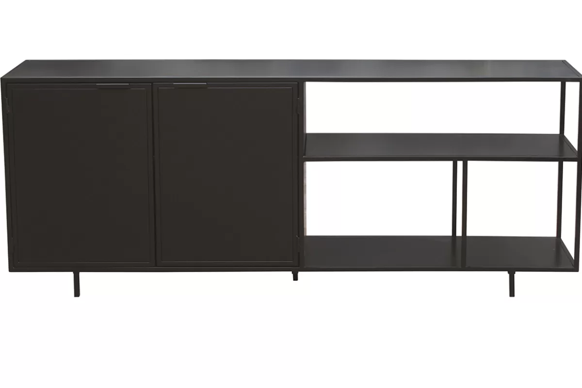 Miliboo Aparadores-Aparador industrial de metal negro 2 puertas 180 KARL
