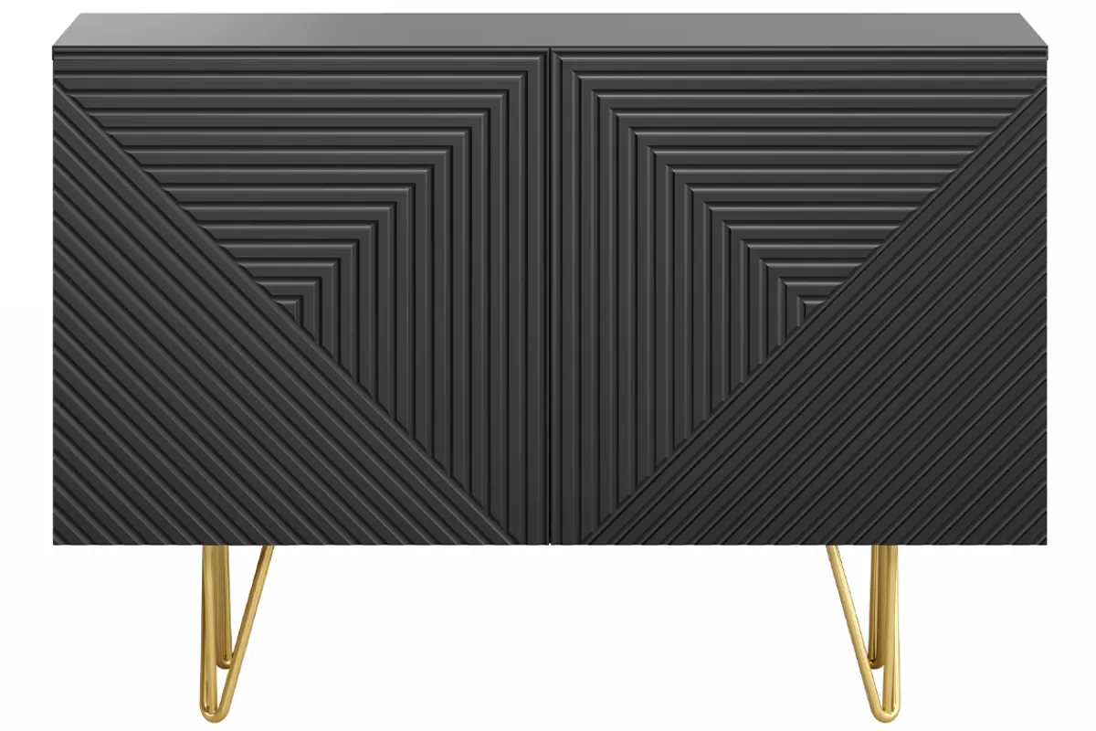 Miliboo Aparadores-Aparador negro y metal dorado 2 puertas 107 cm OZEN