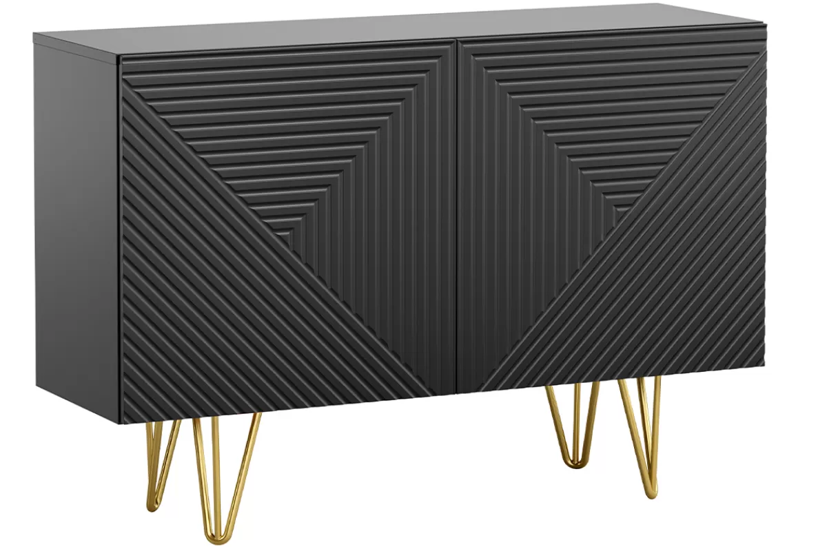 Miliboo Aparadores-Aparador negro y metal dorado 2 puertas 107 cm OZEN
