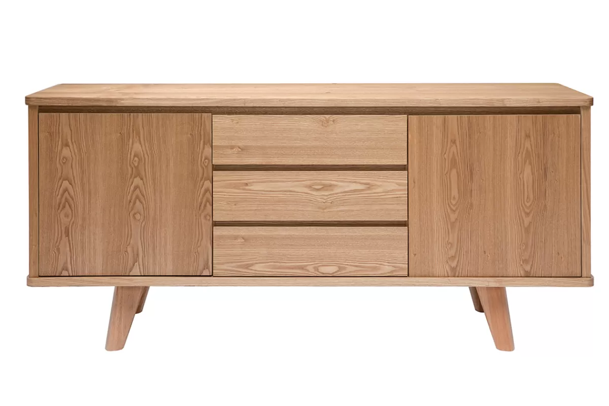 Miliboo Aparadores-Aparador nórdico de fresno con puertas y cajones 160 cm FIFTIES