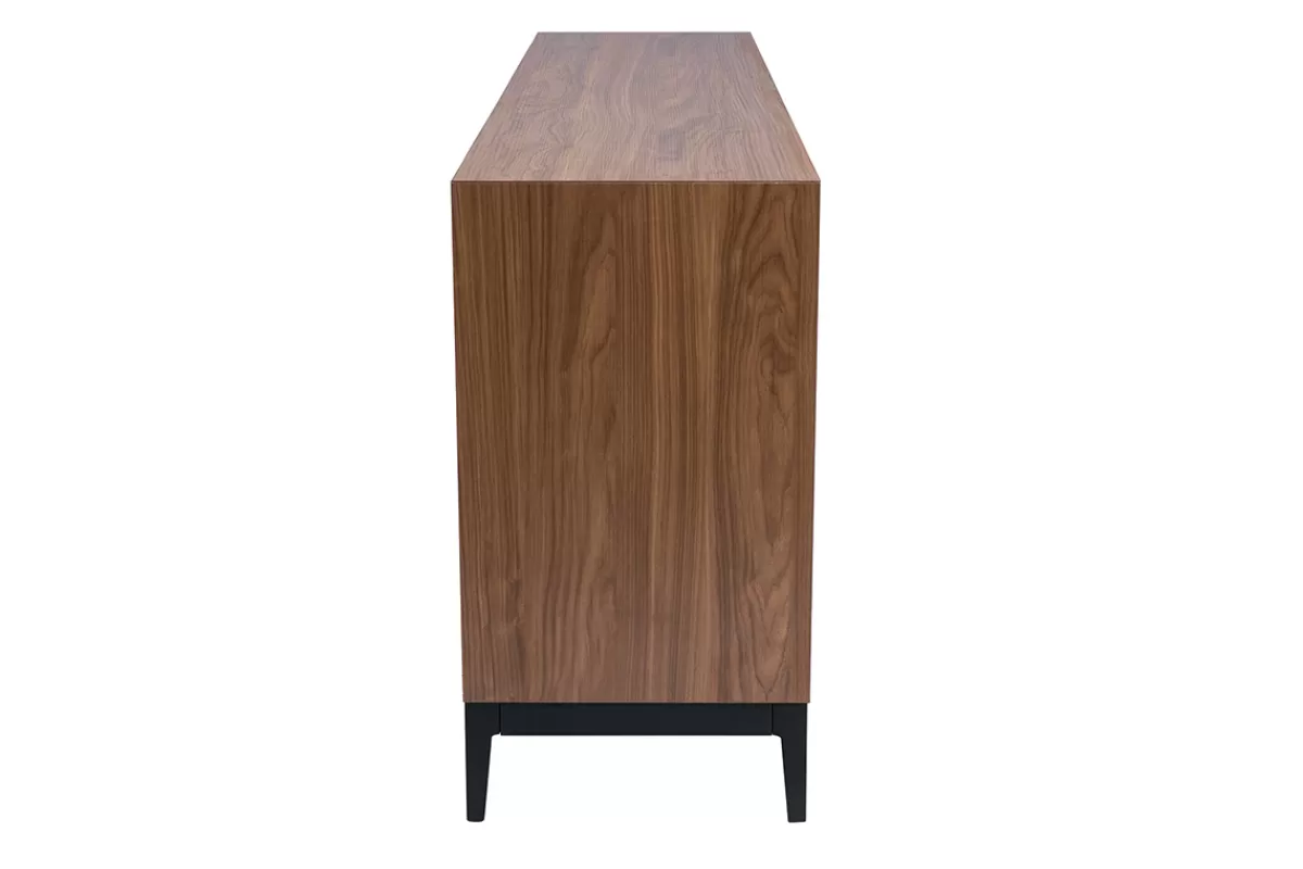 Miliboo Aparadores-Aparador vintage con acabado de madera de nogal oscuro y metal negro con almacenaje 180 cm SARTO