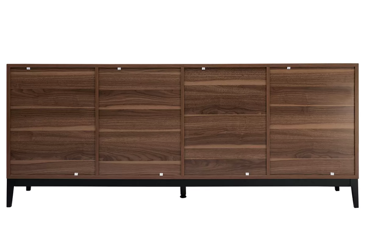 Miliboo Aparadores-Aparador vintage con acabado de madera de nogal oscuro y metal negro con almacenaje 180 cm SARTO