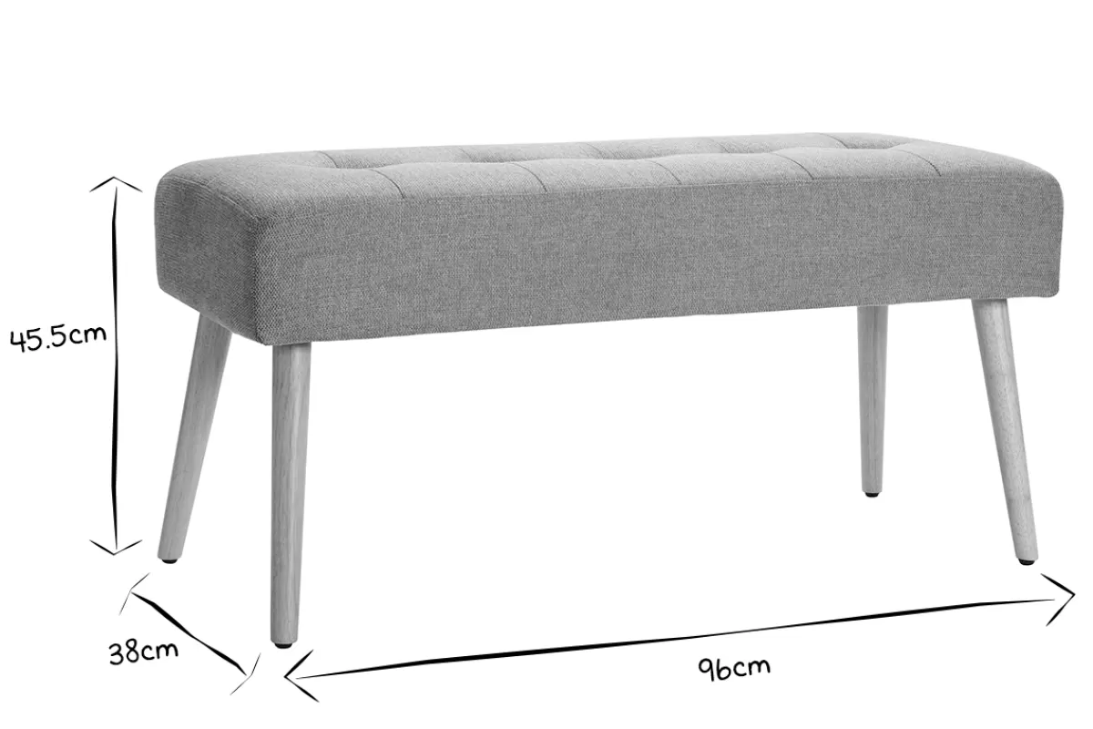 Miliboo Bancos | Mueble Recibidor-Banco capitoné de tela efecto aterciopelado texturizado terracota y madera clara 95 cm GUESTA