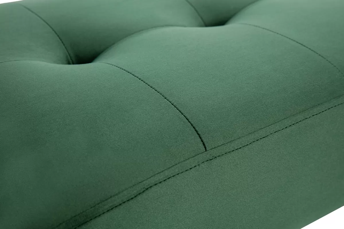 Miliboo Bancos | Mueble Recibidor-Banco de diseño capitoné de terciopelo verde oscuro y metal negro 95 cm GUESTA