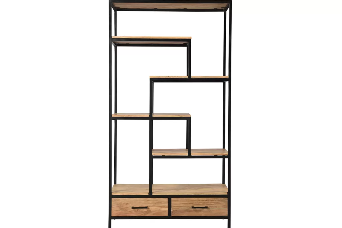 Miliboo Bibliotecas & Estanterías | Bibliotecas & Estanterías-Biblioteca industrial en acacia y metal negro L90 cm JASPE
