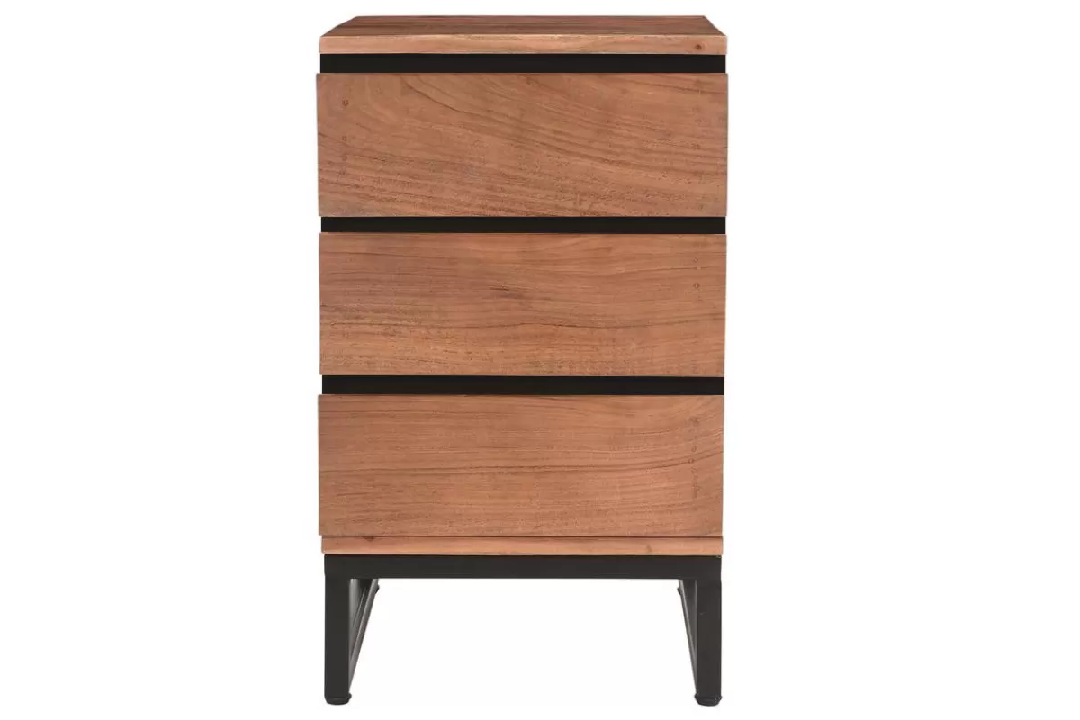 Miliboo Almacenaje Oficina-Cajonera de escritorio con 3 cajones de acacia maciza y metal HOORN