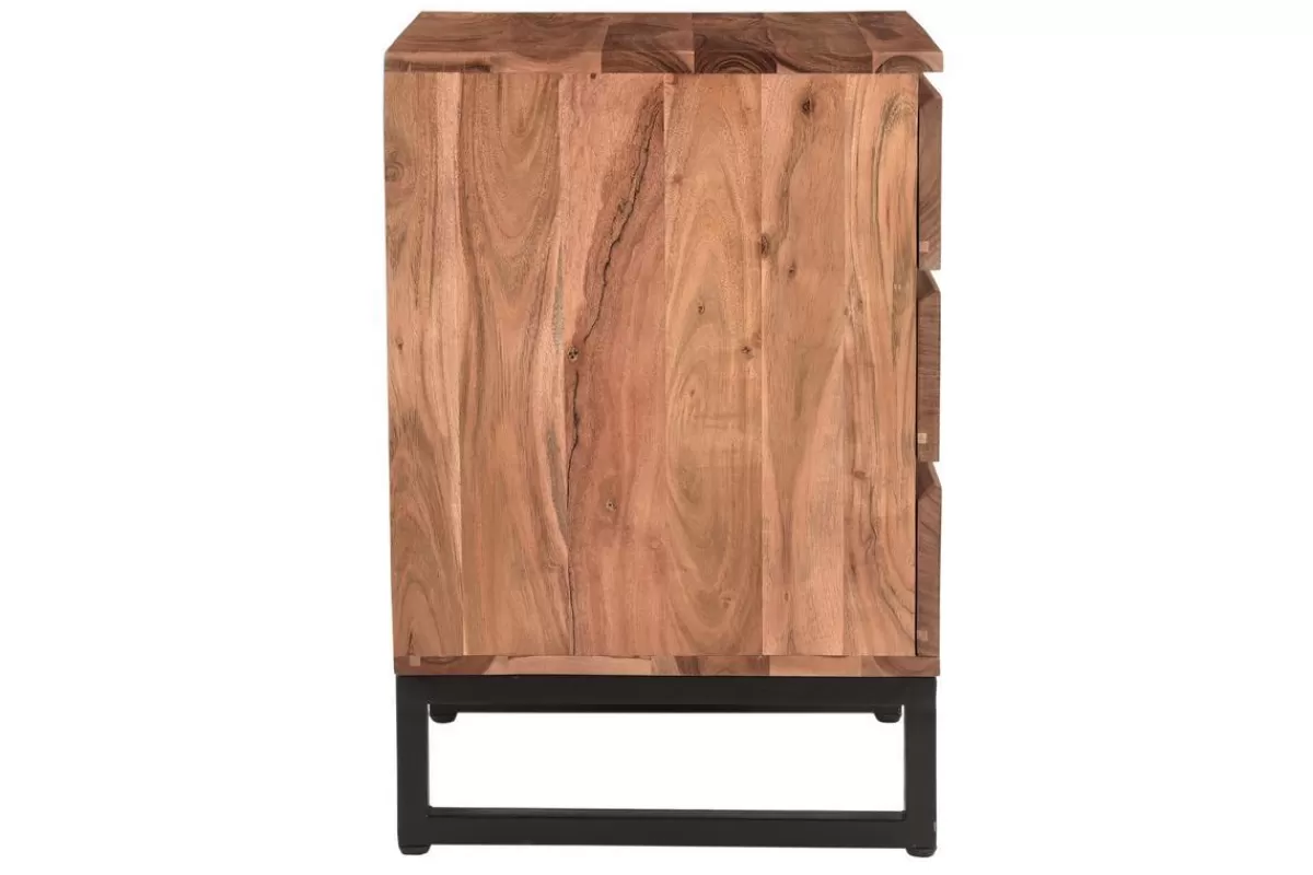 Miliboo Almacenaje Oficina-Cajonera de escritorio con 3 cajones de acacia maciza y metal HOORN