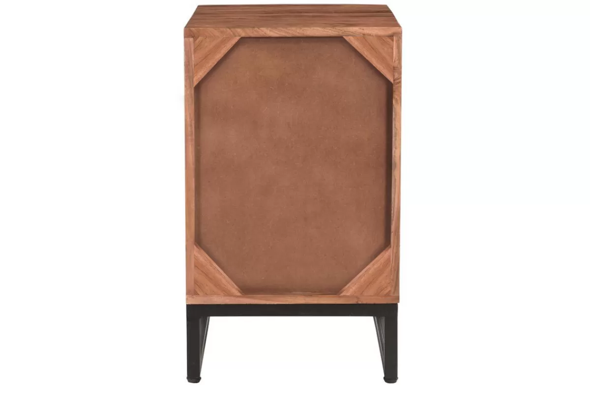 Miliboo Almacenaje Oficina-Cajonera de escritorio con 3 cajones de acacia maciza y metal HOORN