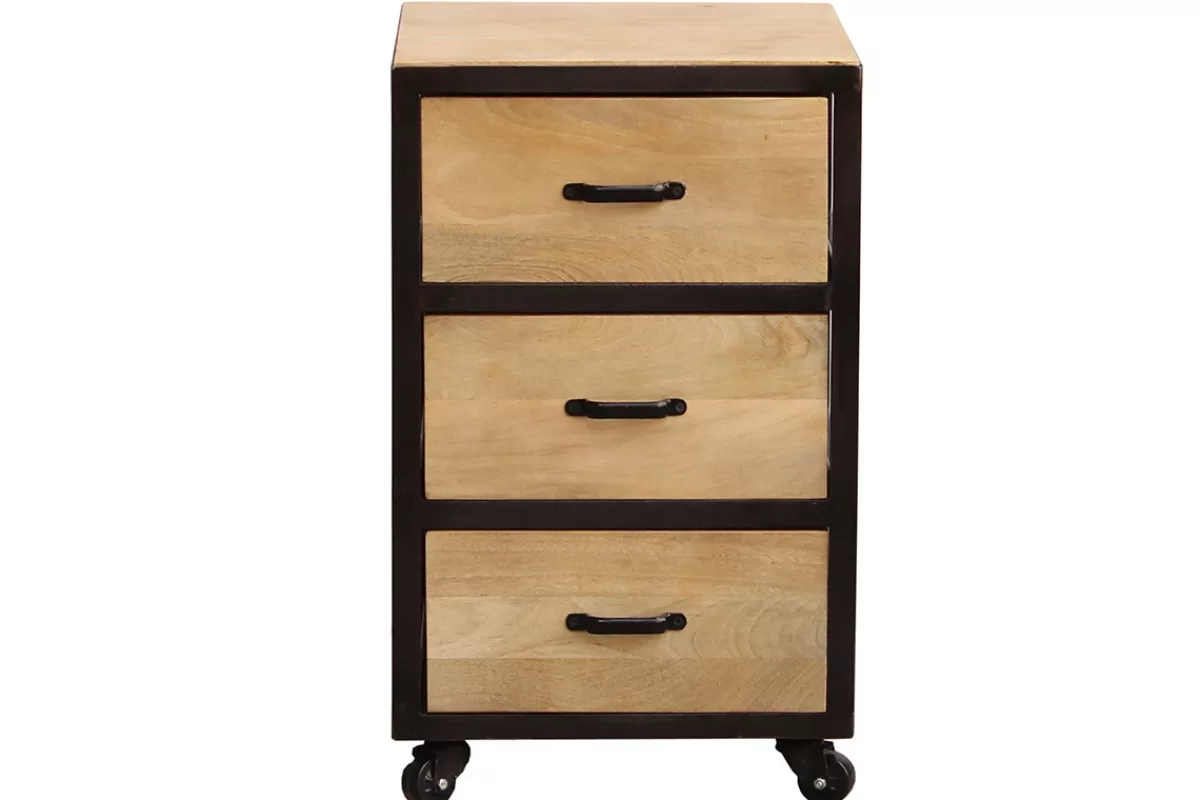 Miliboo Almacenaje Oficina-Cajonera de escritorio industrial madera maciza INDUSTRIA