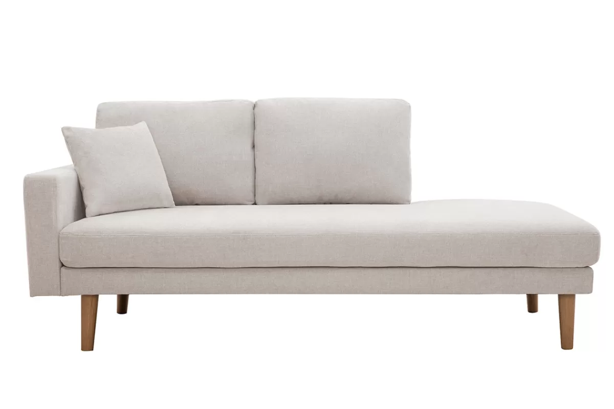 Miliboo Sofá De Diseño-Chaise longue de tejido efecto aterciopelado texturizado beige 190 cm BERTILLE