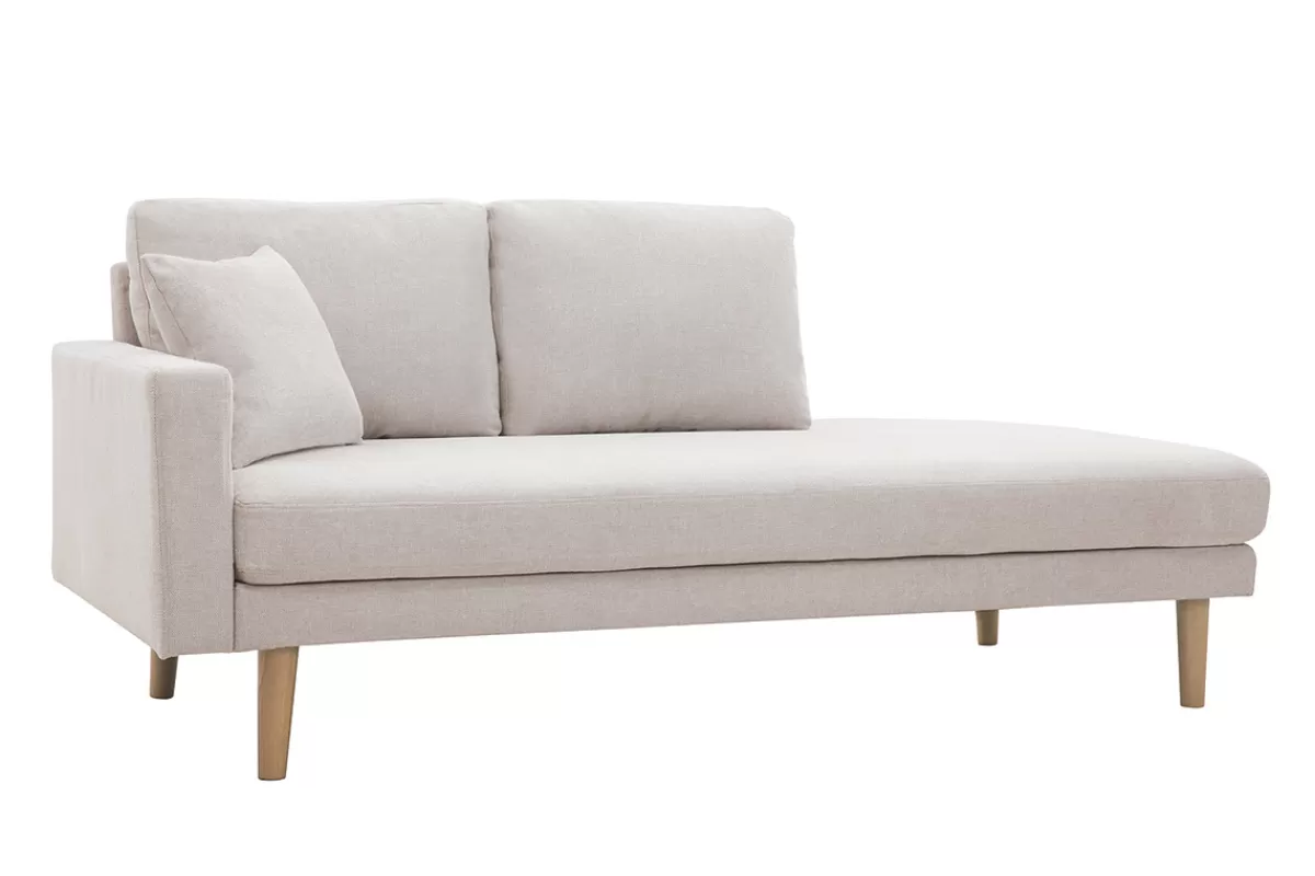 Miliboo Sofá De Diseño-Chaise longue de tejido efecto aterciopelado texturizado beige 190 cm BERTILLE