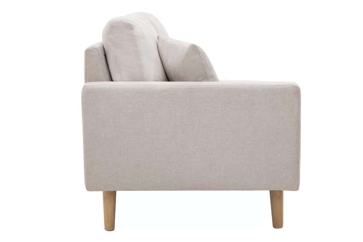Miliboo Sofá De Diseño-Chaise longue de tejido efecto aterciopelado texturizado beige 190 cm BERTILLE