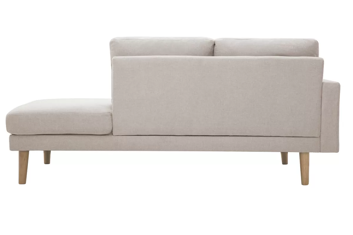Miliboo Sofá De Diseño-Chaise longue de tejido efecto aterciopelado texturizado beige 190 cm BERTILLE