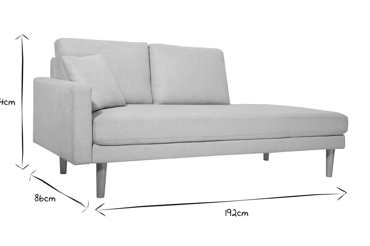 Miliboo Sofá De Diseño-Chaise longue de tejido efecto aterciopelado texturizado beige 190 cm BERTILLE