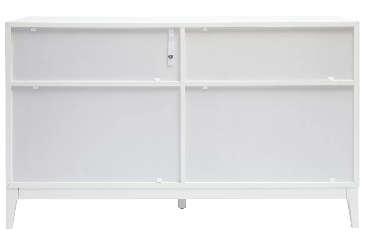 Miliboo Cómodas | Cómodas-Cómoda blanca mate y metal dorado 6 cajones L120 cm GIANA