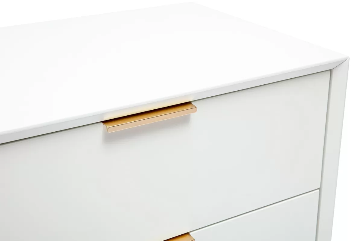 Miliboo Cómodas | Cómodas-Cómoda blanca mate y metal dorado 6 cajones L120 cm GIANA