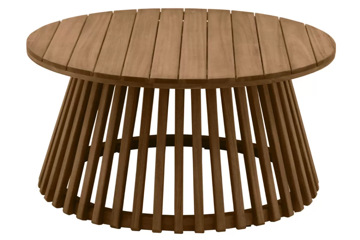 Miliboo Mesas De Salón | Mesa De Jardín-Mesa de centro de jardín redonda de madera maciza 80 cm - NASSAU