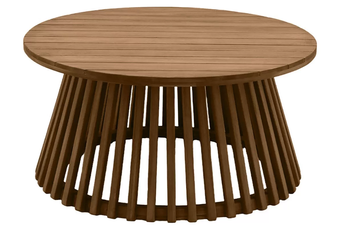 Miliboo Mesas De Salón | Mesa De Jardín-Mesa de centro de jardín redonda de madera maciza 80 cm - NASSAU