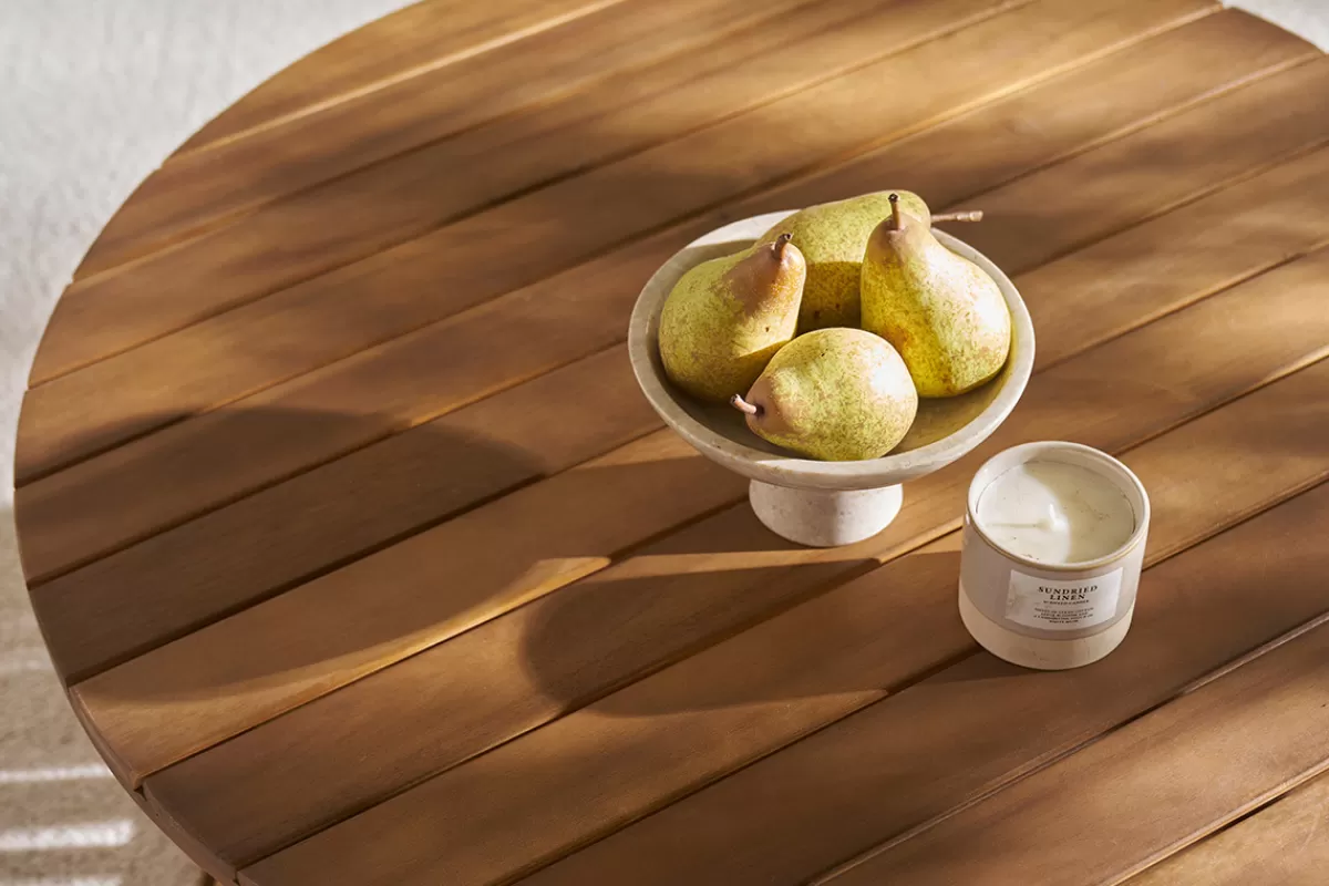 Miliboo Mesas De Salón | Mesa De Jardín-Mesa de centro de jardín redonda de madera maciza 80 cm - NASSAU