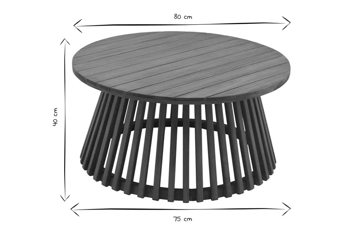 Miliboo Mesas De Salón | Mesa De Jardín-Mesa de centro de jardín redonda de madera maciza 80 cm - NASSAU