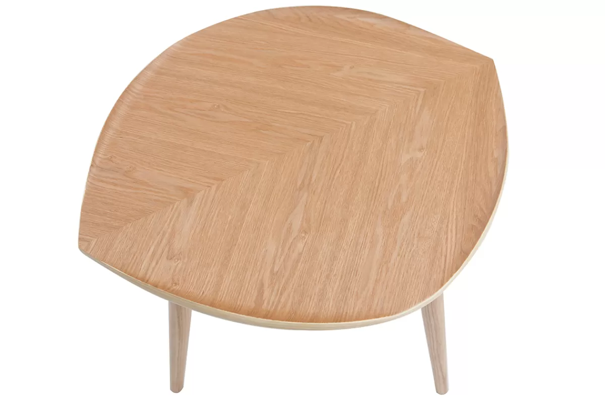 Miliboo Mesas De Salón | Mesilla Auxiliar-Mesa de centro madera en forma de hoja L60 cm PHYLL