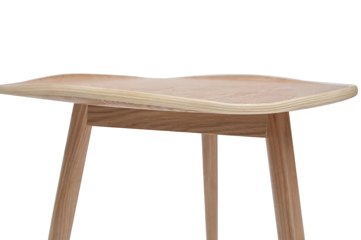 Miliboo Mesas De Salón | Mesilla Auxiliar-Mesa de centro madera en forma de hoja L60 cm PHYLL