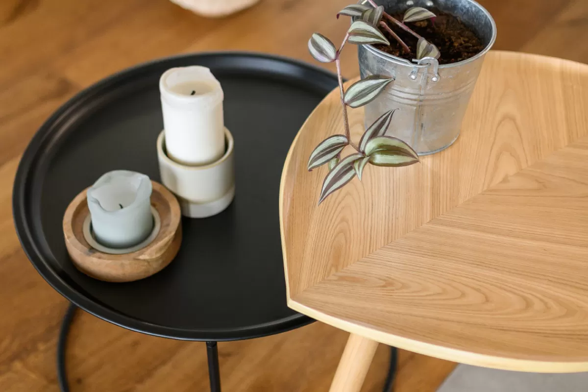 Miliboo Mesas De Salón | Mesilla Auxiliar-Mesa de centro madera en forma de hoja L60 cm PHYLL