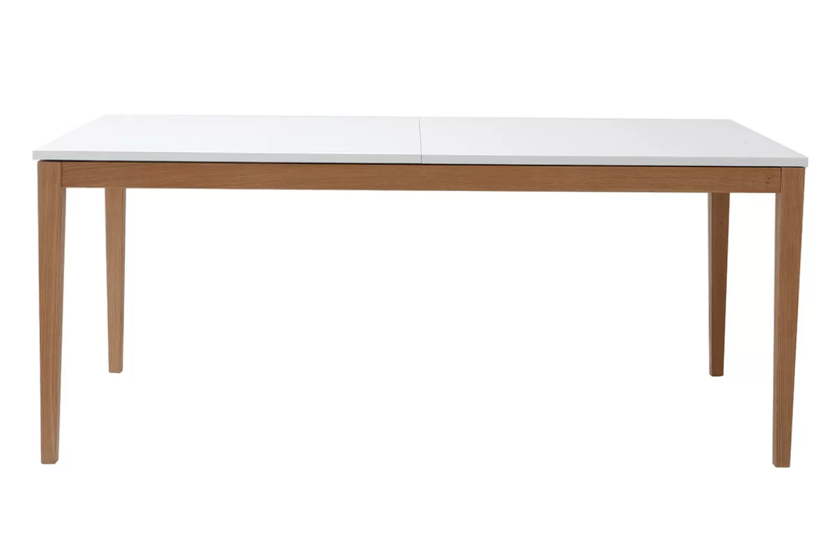 Miliboo Mesa De Comedor Fija | Mesa Extensible-Mesa de comedor diseño extensible blanca patas madera L180-260 DELAH