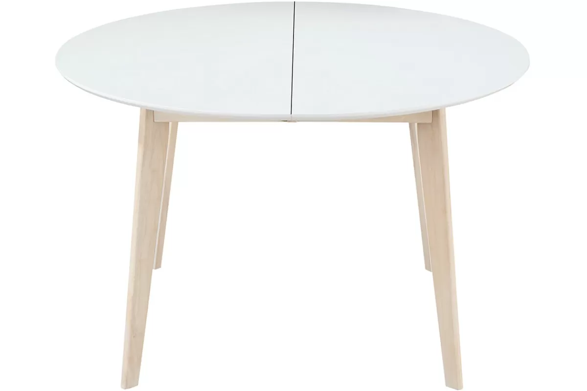 Miliboo Mesa De Comedor Fija | Mesa Extensible-Mesa de comedor diseño redonda extensible blanca y madera L120-150 LEENA