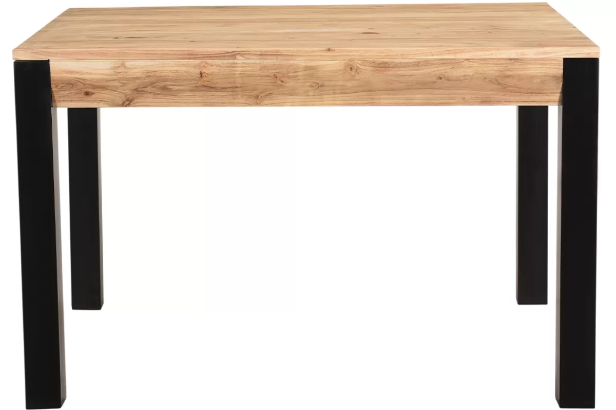 Miliboo Mesa De Comedor Fija | Mesa Extensible-Mesa de comedor extensible en acacia maciza y metal negro L120-210 cm TRAP