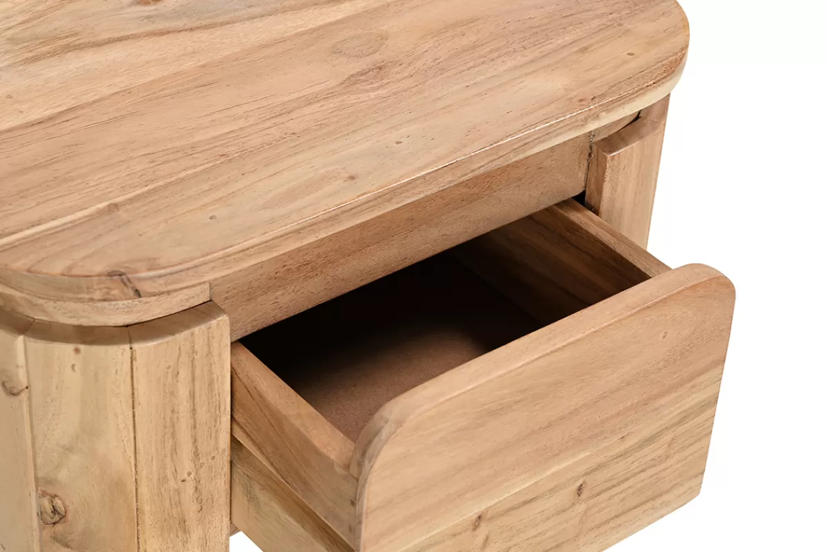 Miliboo Mesillas De Noche-Mesilla de noche de madera maciza y metal negro con cajón 45 cm NAPOLI