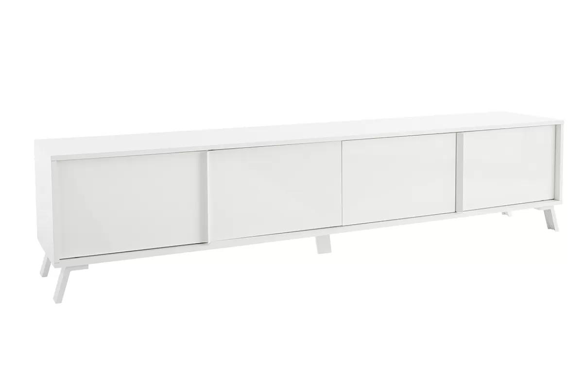 Miliboo Mueble Tv De Diseño-Mueble TV de diseño con acabado blanco brillante 205 cm NEMA