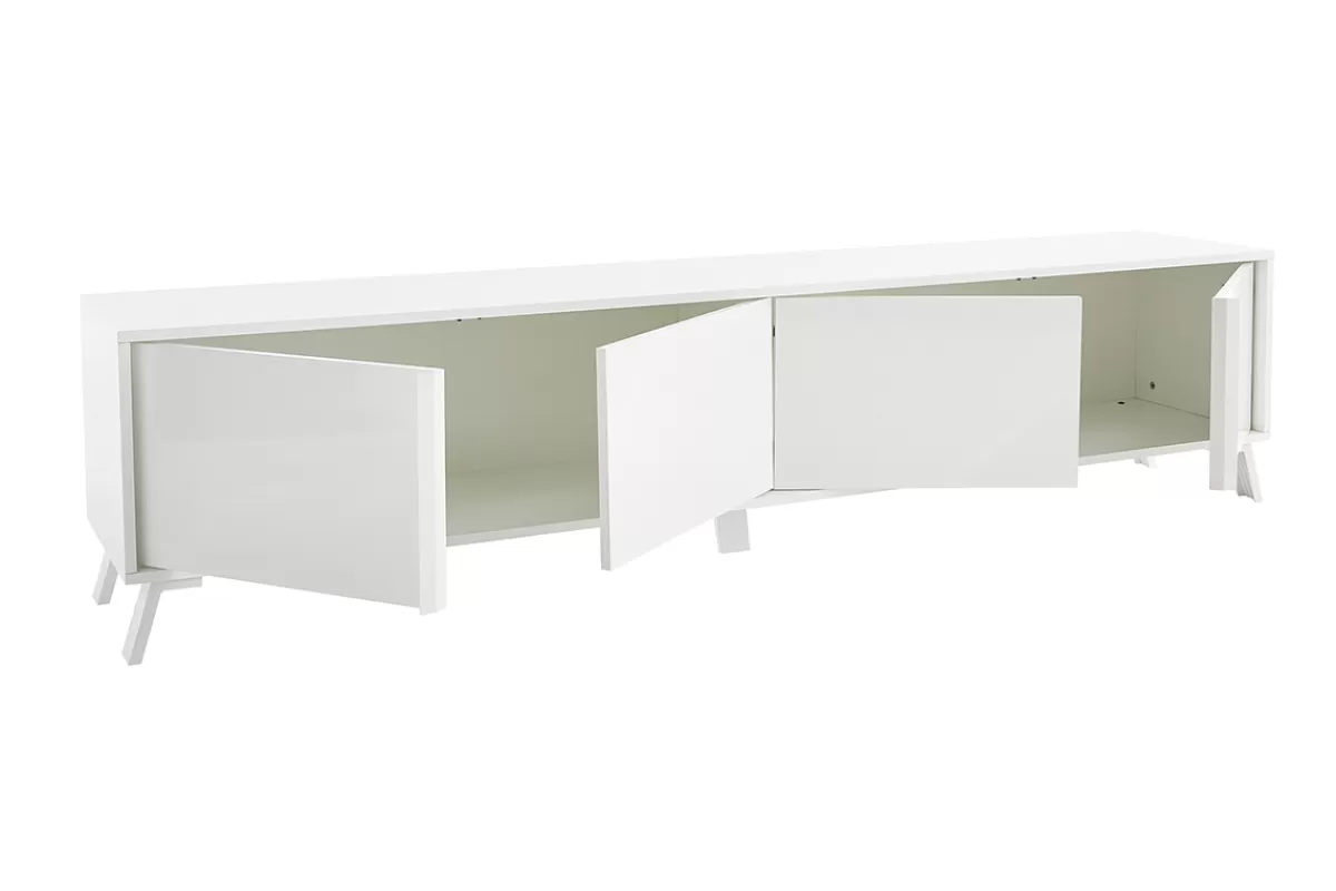 Miliboo Mueble Tv De Diseño-Mueble TV de diseño con acabado blanco brillante 205 cm NEMA