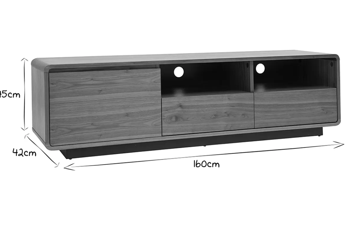 Miliboo Mueble Tv De Diseño-Mueble TV vintage con acabado de nogal 160 cm JAKO