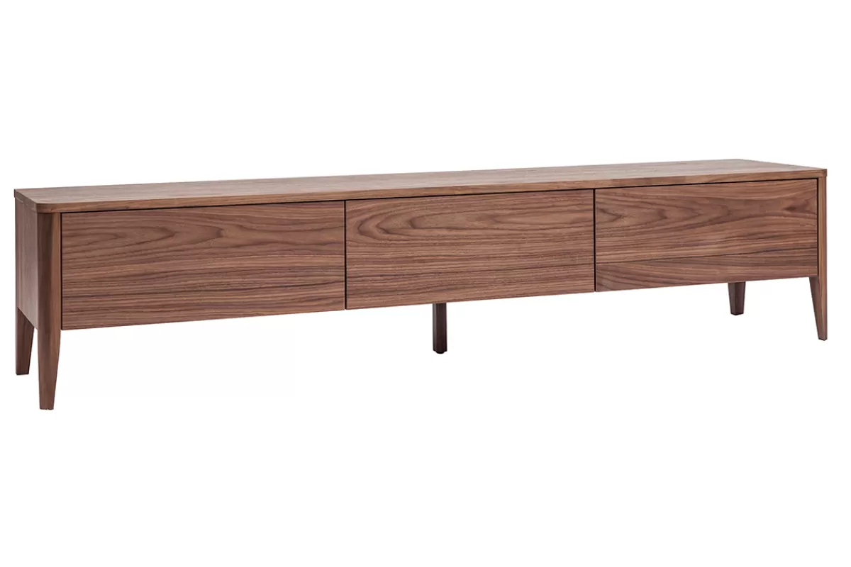 Miliboo Mueble Tv De Diseño-Mueble TV vintage de nogal con 3 cajones 180 cm BENJA