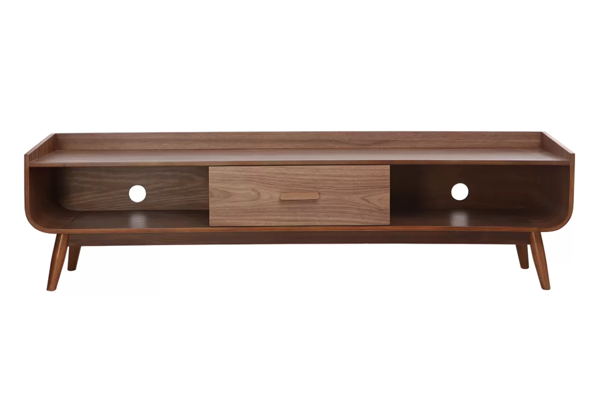 Miliboo Mueble Tv De Diseño-Mueble TV vintage madera nogal 180 cm HALLEN