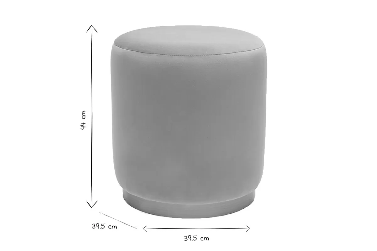 Miliboo Puffs / Reposapiés | Puffs / Reposapiés-Puf redondo de terciopelo topo y metal dorado D40 cm AMAYA