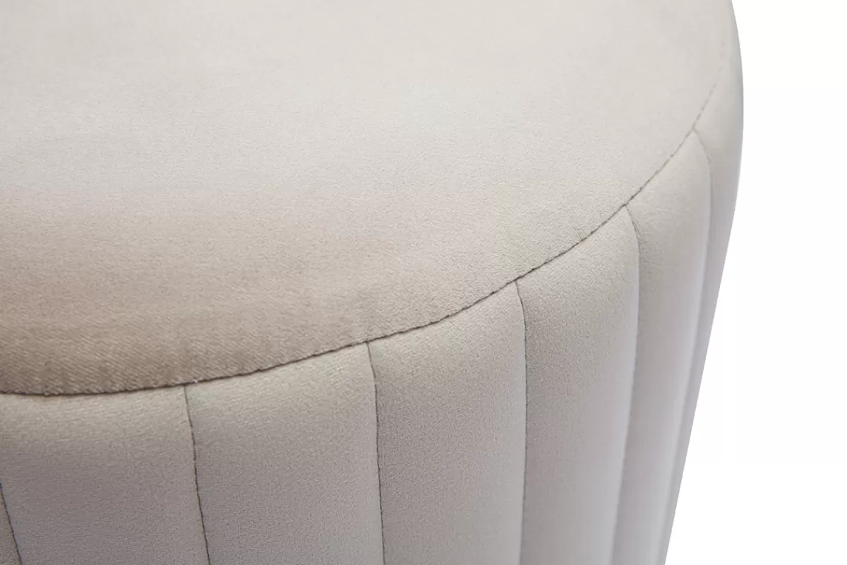 Miliboo Puffs / Reposapiés | Puffs / Reposapiés-Puf redondo de terciopelo topo y metal dorado D40 cm DONA
