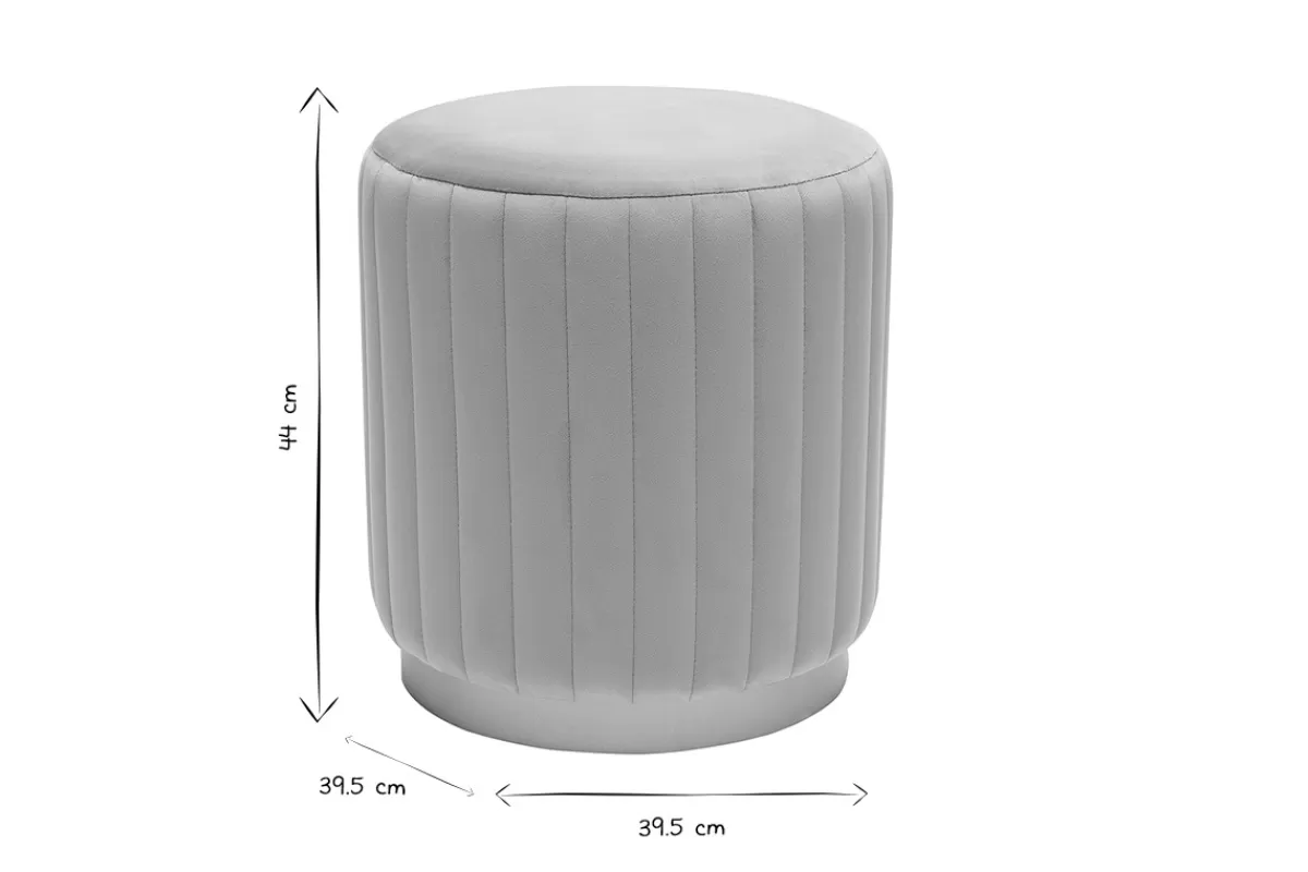 Miliboo Puffs / Reposapiés | Puffs / Reposapiés-Puf redondo de terciopelo topo y metal dorado D40 cm DONA