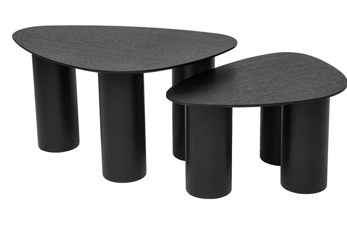 Miliboo Mesas De Salón-Set 2 mesas de centro nido de madera negra FOLEEN
