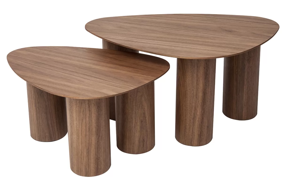Miliboo Mesas De Salón-Set 2 mesas de centro nido de madera oscura FOLEEN