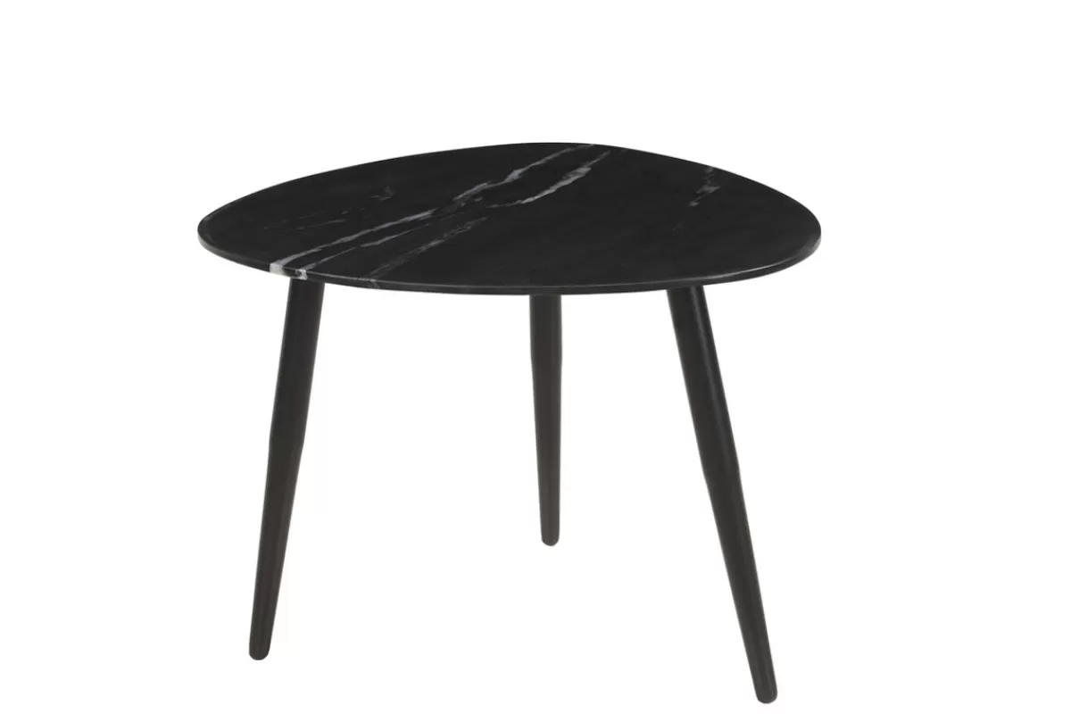 Miliboo Mesas De Salón-Set de 2 mesas de centro ovaladas de mármol negro y metal PLATZ