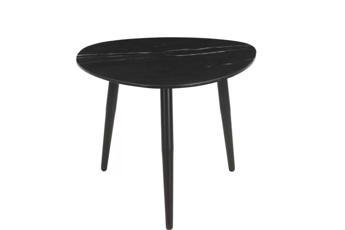 Miliboo Mesas De Salón-Set de 2 mesas de centro ovaladas de mármol negro y metal PLATZ