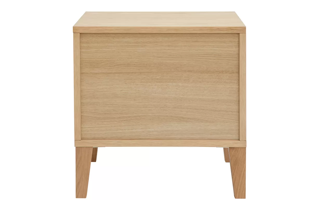 Miliboo Mesillas De Noche-Set de 2 mesillas de noche nórdicas con almacenaje y 2 cajones de madera de roble claro 50 cm FREDDY