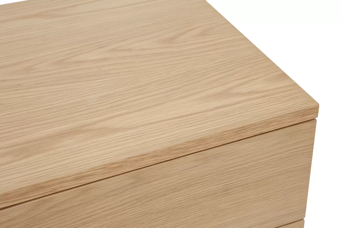 Miliboo Mesillas De Noche-Set de 2 mesillas de noche nórdicas con almacenaje y 2 cajones de madera de roble claro 50 cm FREDDY